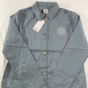 Roxy Men’s Grey Button Up Jacket 100% Cotton Size Small NWT